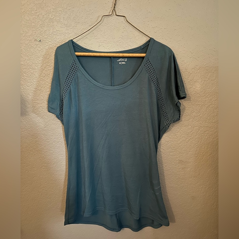 BCG blue workout blouse